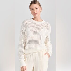 Varley Cream Open-Knit Scoop Neck Sweater